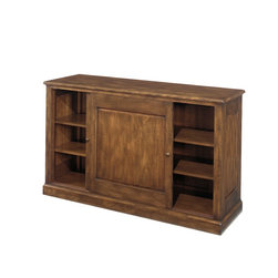 The No. 660 Entertainment Sliding Door Console, Shown in Cherry, Khaki Finish - Entertainment Centers And Tv Stands