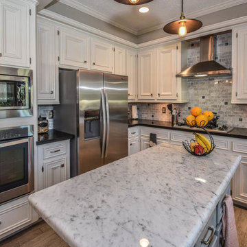 Houston kitchen, living room, patio remodel with Restoration Hardware products