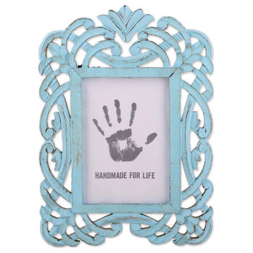NOVICA Wrapped In Blue And Wood Photo Frame  (5X7)
