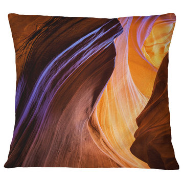 Blue Wall of Antelope Canyon Landscape Photography Throw Pillow, 18"x18"