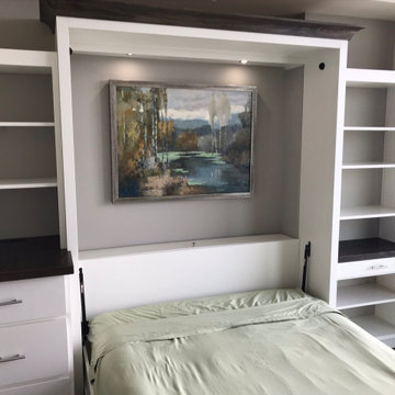 Custom Built Vertical Queen Murphy Bed with Fold-Down Desk & Two Tone Finish