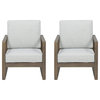 Mavis Outdoor Acacia Wood Club Chair With Cushions, Set of 2, Gray