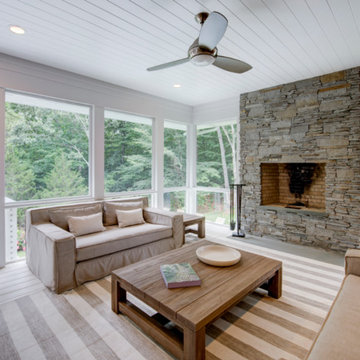 Screened in Porch with Masonry Fireplace