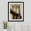 "Vintage NY Brooklyn Bridge" Black Framed Art Print, 32"x38"x1"
