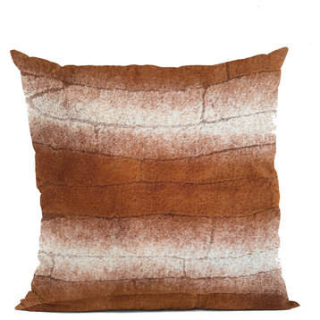 Plutus Orange Brown Furever Faux Fur Throw Pillow, 20" x 26" Standard