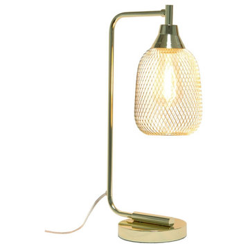 Elegant Designs Mesh Wire Desk Lamp Gold