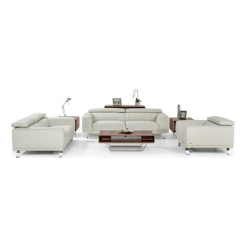 Divani Casa Brustle Modern Light Grey Eco-Leather Sofa Set