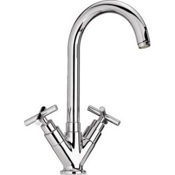 Whitehaus WHLX79572-BN Two Handle Nickel Kitchen Faucet In Brushed Nickel