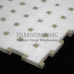 Statuary Crystal White Marble Italian Statuario Basketweave Mosaic Tile with Cre - Products