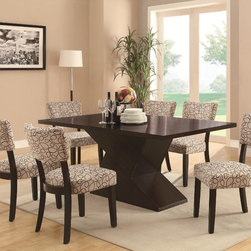 Coaster 7-Piece Hourglass Cappuccino Table and Upholstered Chair Set - Dining Sets