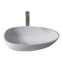 ADM Bathroom Design - ADM Oval Countertop Vessel Sink, White, 24", Glossy White - Bathroom Sinks
