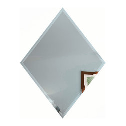 Abolos - Reflections 6 in x 8 in Beveled Glass Mirror Diamond Tile in Glossy Blue - Wall And Floor Tile