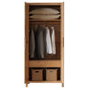 Oak Solid Wood Wardrobe, Double Door Type C 35.4x22x78.7 Inch
