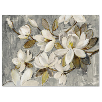 Silvia Vassileva 'Magnolia Simplicity Neutral Gray' Canvas Art, 18" x 24"