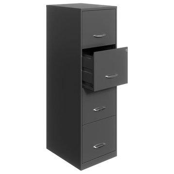 Scranton & Co 4-Drawer Modern Metal File Cabinet in Charcoal