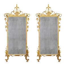 Pair of Italian Louis XVI Carved Gilt Wood Mirrors