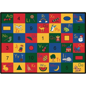 Literacy Blocks of Fun Kids Rug Size, 4'1"x5'10", 4'1"x5'10"