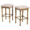 GDF Studio Piogor Transitional-Style Light Taupe Fabric Counter Stools, Set of 2