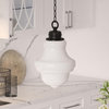 Annie 9.13 Wide Pendant with Glass Shade in Blackened Bronze/White Milk