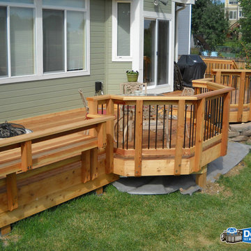 Redwood Deck with Metal Rails