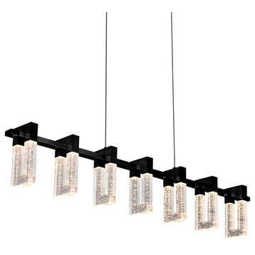 Sorrento 40" 7 Shades ETL Certified Integrated LED Linear Chandelier, Black
