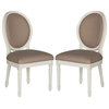 2 Pack Dining Chair, Polyester Padded Seat & Oval Shaped Back, Taupe/Cream