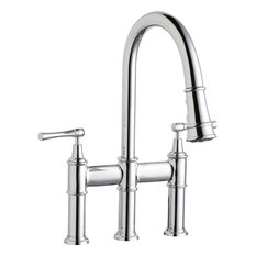 Elkay Explore 3 Hole Bridge Faucet w/ Pull-down Spray & Lever Handles, Chrome