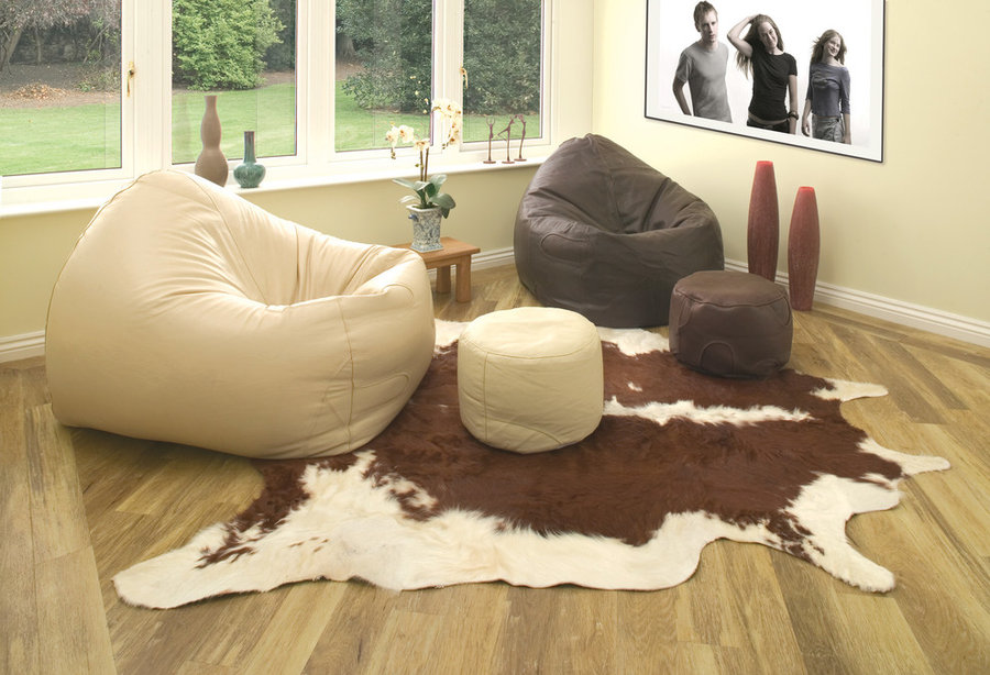 Luxury Leather Beanbags And Leather Pouffe Footstools