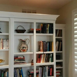 Custom White Murphy Library Bed with Crown Moulding - Beds