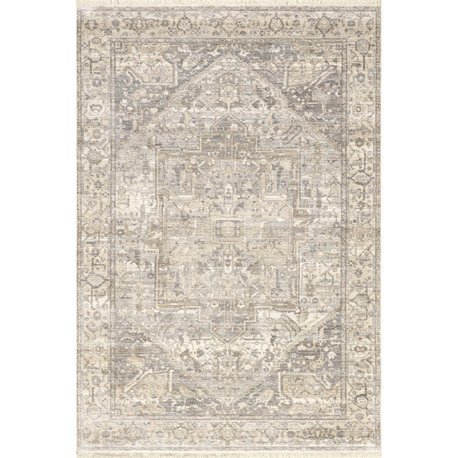 Nuloom Ehtel Medallion Fringe Traditional Area Rug, Neutral 3'x5'