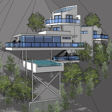 Zero Net Energy (ZNE) Prefabricated Contemporary Cliff House