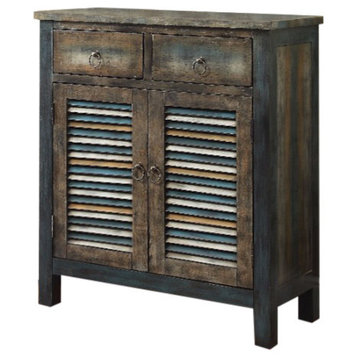 Acme Console Table in Antique Oak and Teal Finish 97253
