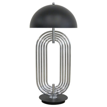 Metal 28" Art Deco Table Lamp, Silver