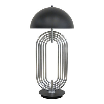 Metal 28" Art Deco Table Lamp, Silver