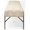 Avery II Off-White Upholstered Seat With Dark Silver Metal Base Accent Bench