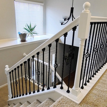 Interior Guest Bedroom, Bedroom Closet and a Stairway Railing