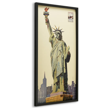 Lady Liberty Dimensional Handmade Collage Wall Art Framed Under Glass