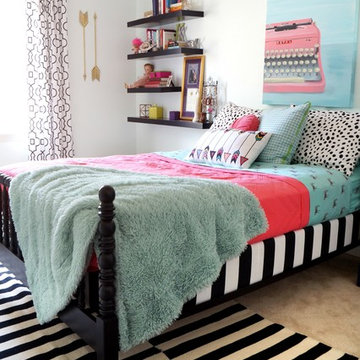 Teen Girls Room in Aqua and coral