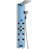 AKDY Aluminum Shower Panel Tower With Square Rain Drop Shower Head, 52", Blue