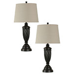 StyleCraft Home Collection - Set of 2 Oiled Bronze Metal Table Lamps With Linen Shade - Accent your decor with this lovely Table Lamp.