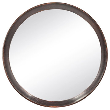 Porthole Wall Mirror, Dark Brown
