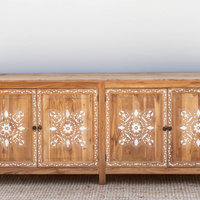 84" Long Damascus Mother Of Pearl Inlay Sideboard