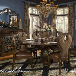 "Michael Amini" Soft Mink 7 PC Dining Room Set, The Sovereign Collection - Furniture