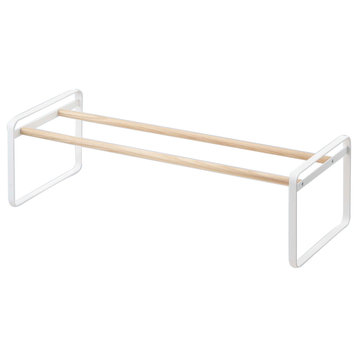 Stackable Shoe Rack, Steel, Holds 6.6 lbs, Expandable, White