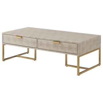 Posh Living Omer Faux Shagreen Coffee Table Cream White/Gold