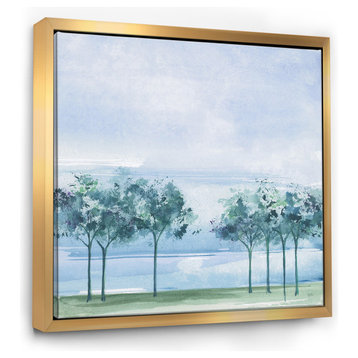 Designart Across The Lake Vi Lake House Framed Wall Art, Gold, 46x46