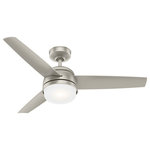 Hunter Fan Company - Hunter 48" Midtown Matte Nickel Ceiling Fan, LED Light Kit and Remote - The Midtown ceiling fan makes itself at home in a variety of spaces. The 48-inch blade span makes it a great fit for many rooms while the design unifies simple and modern styles. The Midtown's U.S. Patent Pending Performance Blades are cupped to move maximum air while our SureSpeed Guarantee delivers our brand-promising quality. Create the perfect ambiance with the integrated LED light, enjoy easy speed and lighting adjustments with the handheld remote, and choose between our two classic finishes of Fresh White and Matte Nickel.