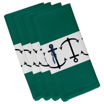 Anchor Stripe, Stripe Print Napkin, Green, Set of 4
