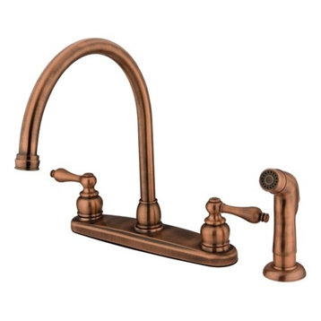 Kingston Brass 8" Centerset Kitchen Faucet, Antique Copper