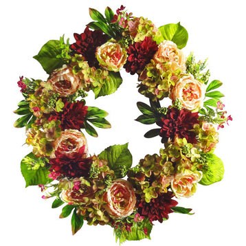 30" Peony, Hydrangea, Dahlia Wreath